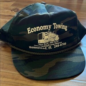 Vintage camo trucker flat bill hat